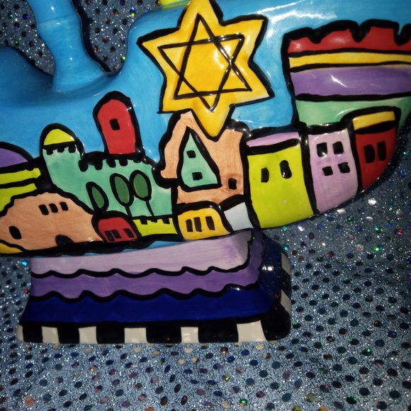 PHENOMENAL NICOLE ENGBLOM CERAMIC MENORAH OR CANDLELABRA - Picture 7 of 13